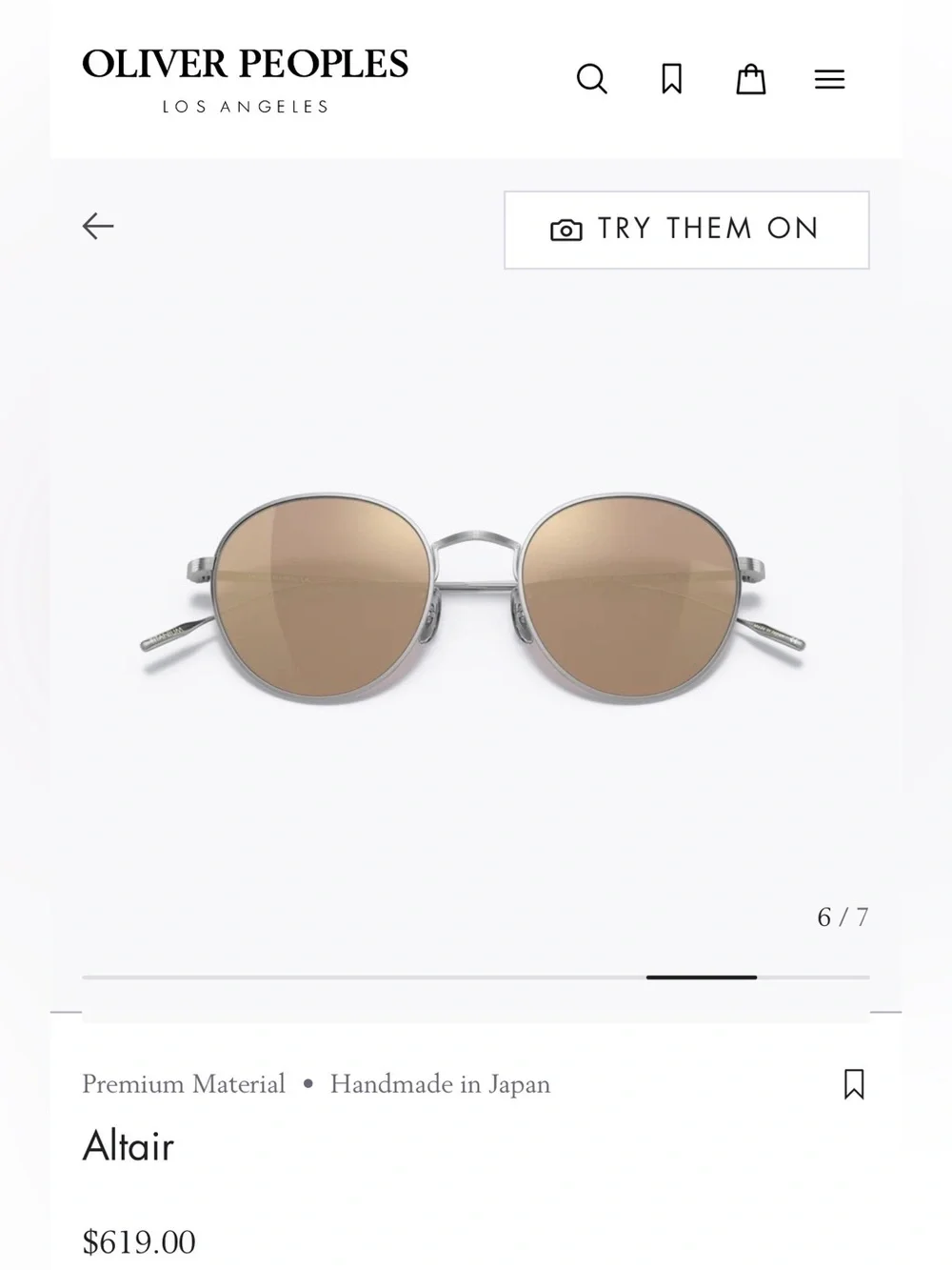 Oliver Peoples Altair Silver Frame Sunglasses with Brown Lenses